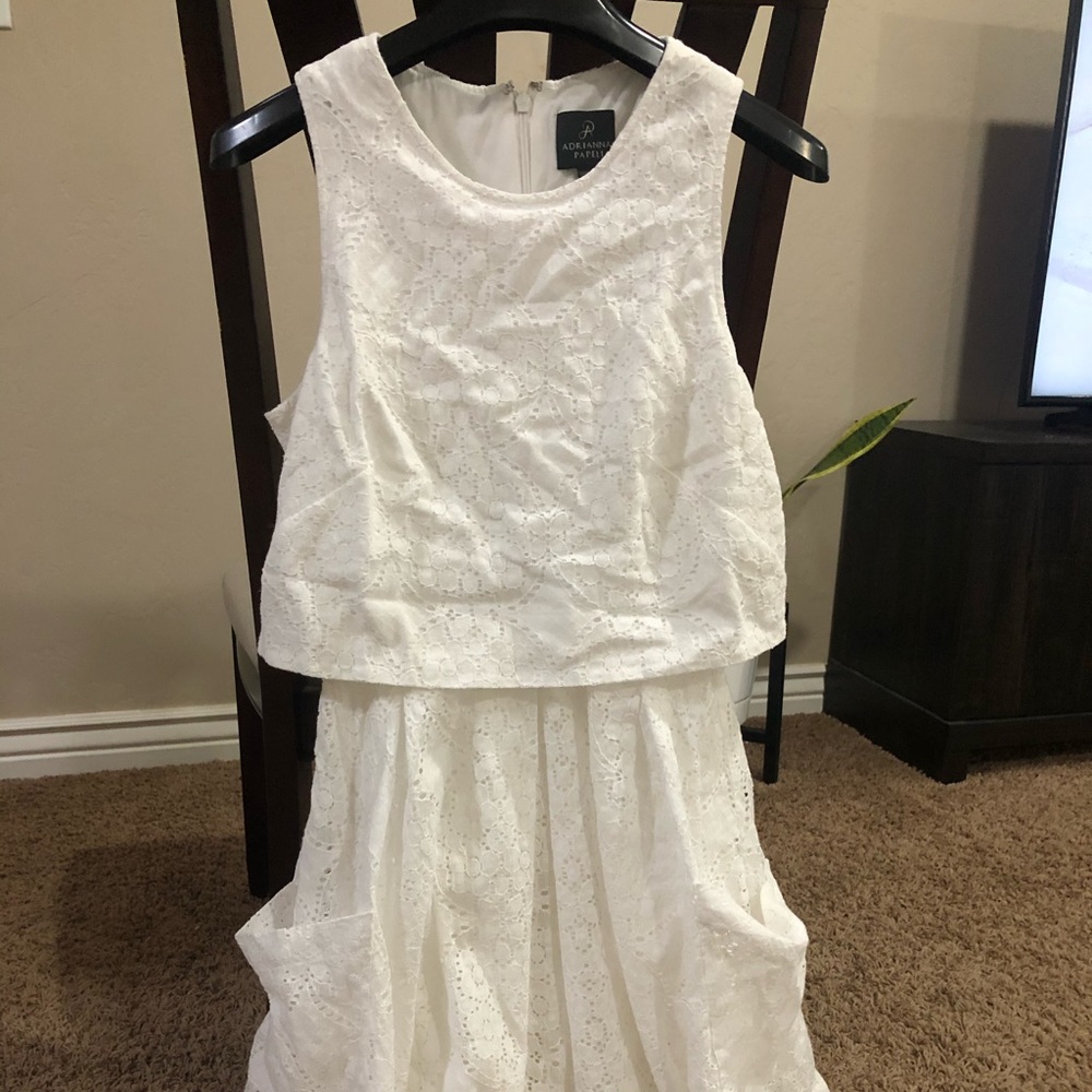 White Adrianna Papell crop knee length dress!
